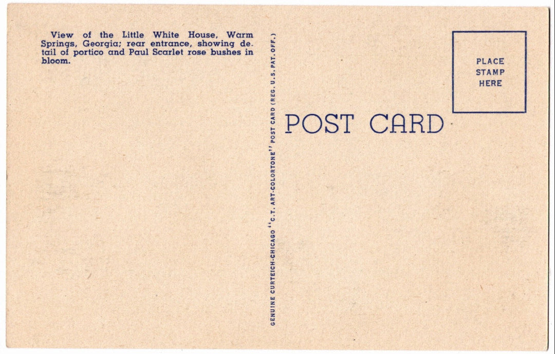 1951 Warm Springs Roosevelt's Little White House Georgia Vintage Postcard