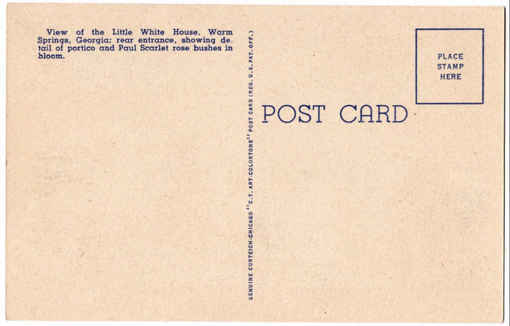 1951 Warm Springs Roosevelt's Little White House Georgia Vintage Postcard