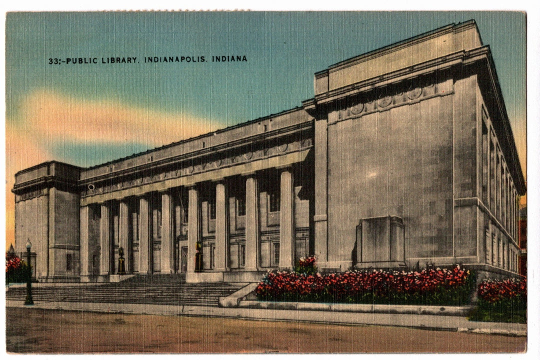 Vintage postcard of the Public Library in Indianapolis, Indiana