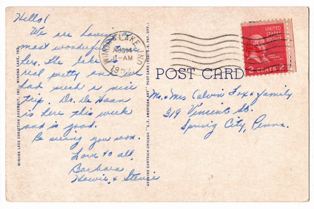 1940 Winona Lake Waterfront Cafeteria Indiana Vintage Postcard
