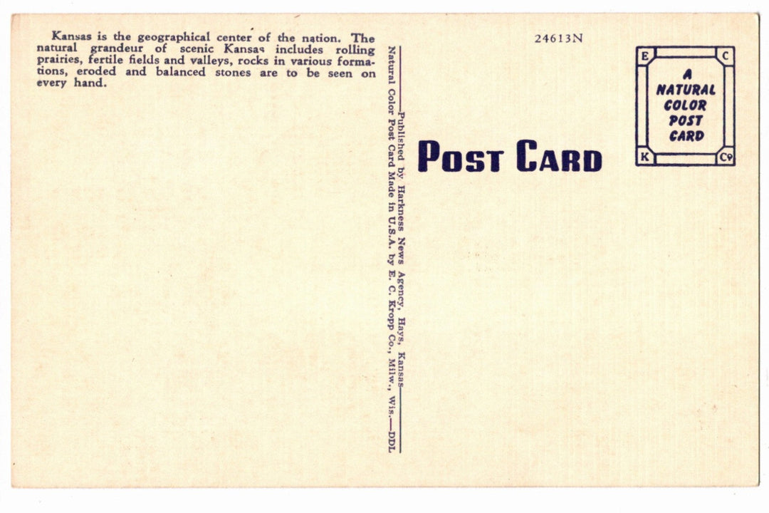 1940 Man at Rock City Minneapolis Kansas Vintage Postcard