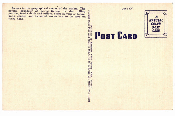 1940 Man at Rock City Minneapolis Kansas Vintage Postcard