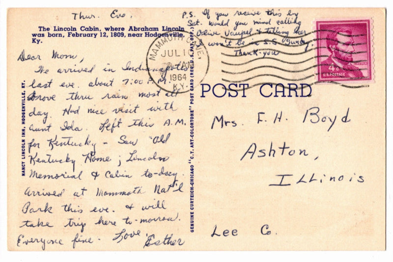 Back of postcard.