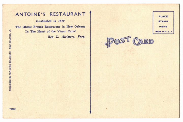 1941 Antoine's Restaurant New Orleans Louisiana Vintage Postcard
