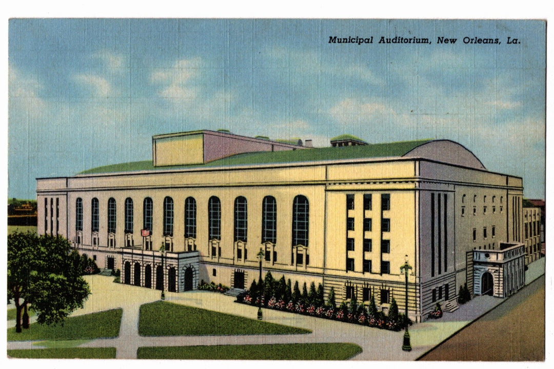 Vintage postcard of the Municipal Auditorium in New Orleans, Louisiana.