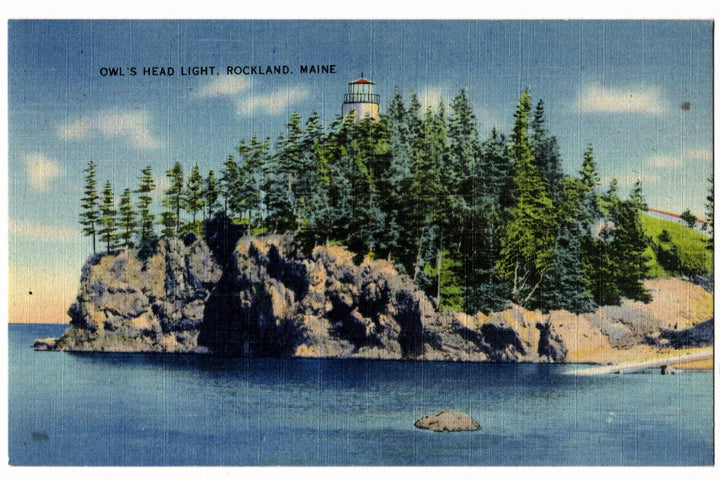 1937 Owl's Head Light Penobscot Bay Rockland Maine Vintage Postcard