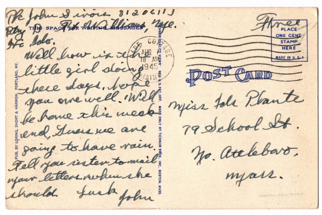 1941 Eastern Promenade Portland Maine Vintage Postcard