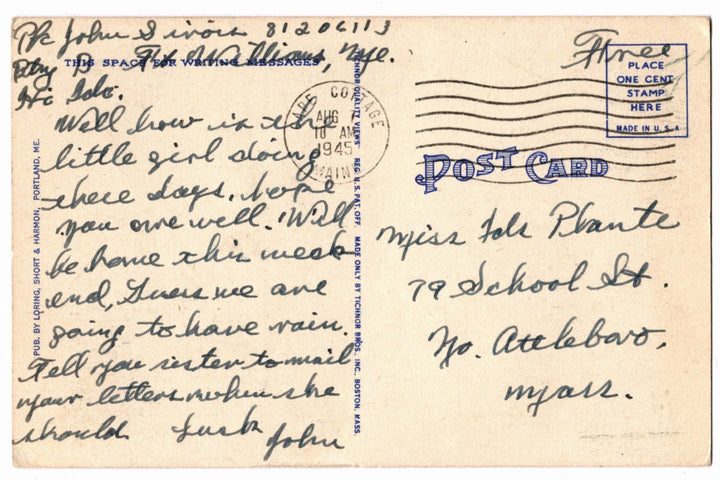 1941 Eastern Promenade Portland Maine Vintage Postcard