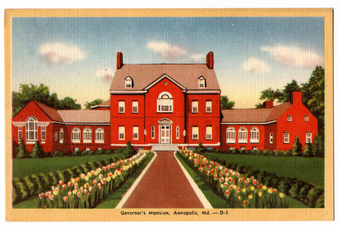 1930s Governor's Mansion Annapolis Maryland Vintage Postcard.