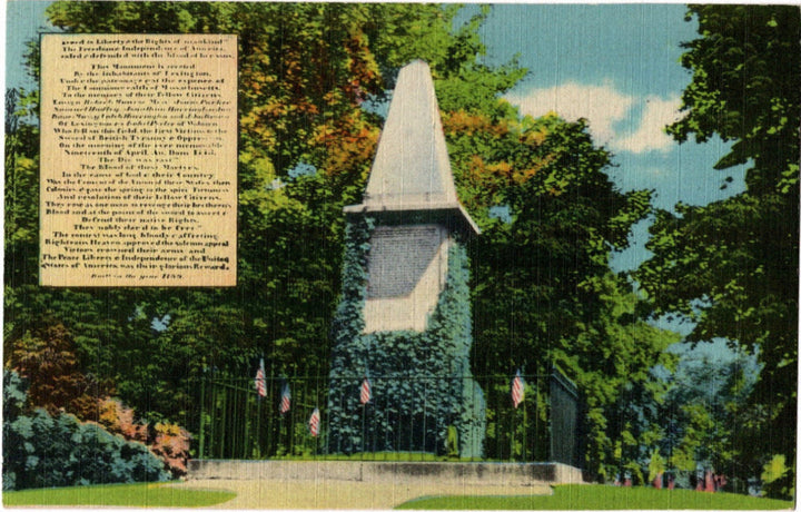 1940s Revolutionary Monument Lexington MA Postcard.