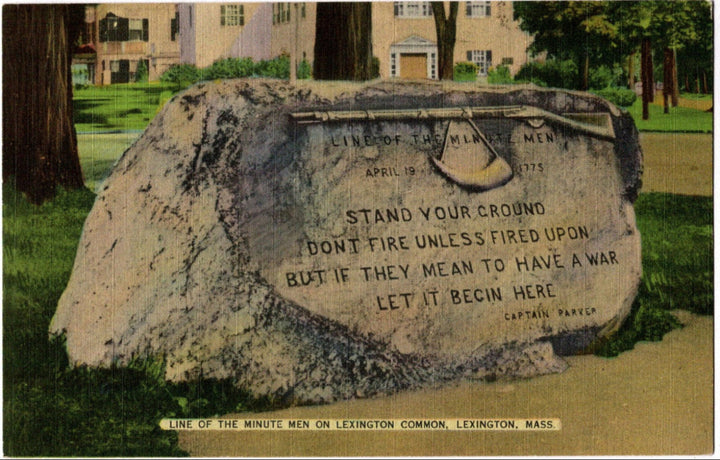 1940s Line of the Minute Men Lexington MA Postcard.