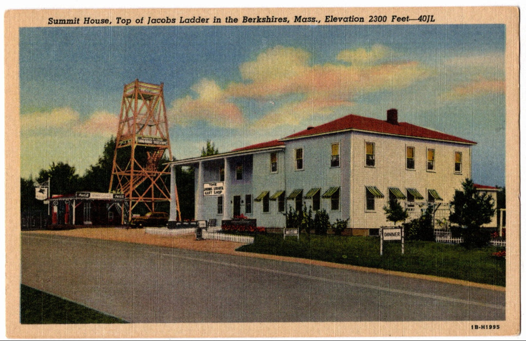 1941 Summit House Top of Jacobs Ladder Berkshires MA Postcard.
