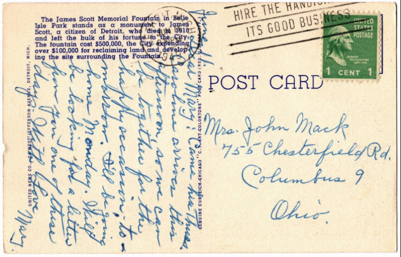 Back of postcard.