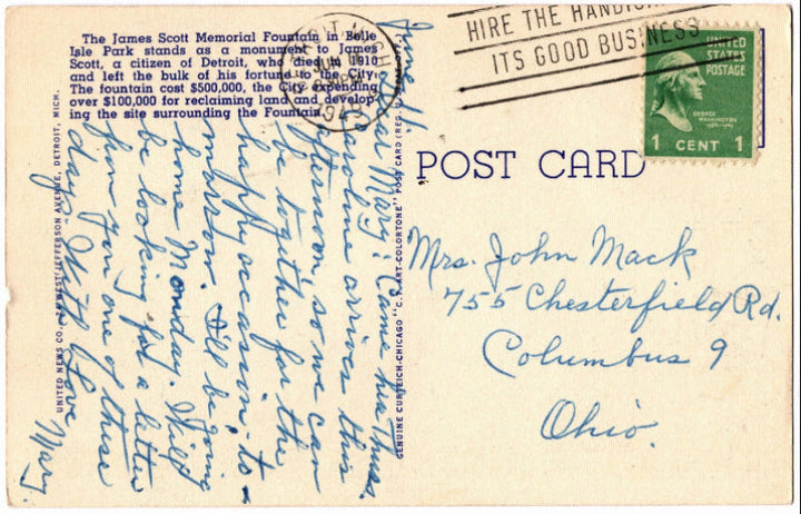 Back of postcard.