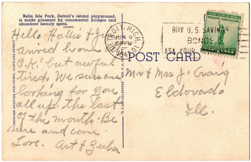 Back of postcard.