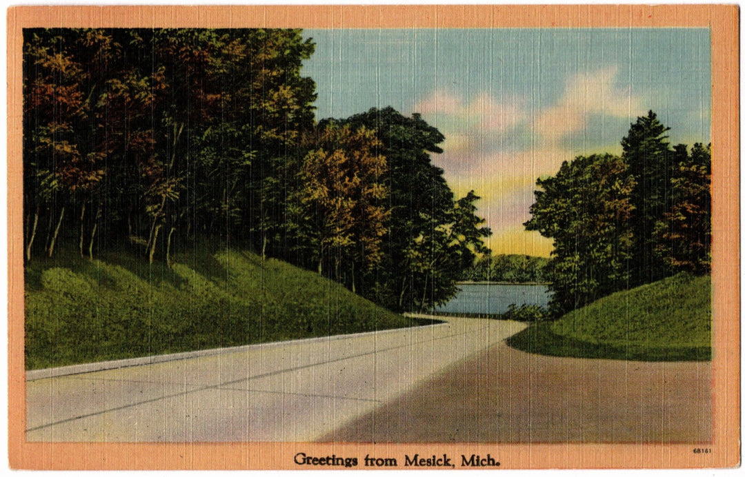 1944 Greetings from Mesick MI Postcard.