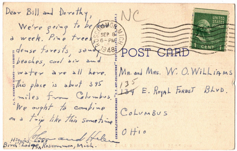 Back of postcard.