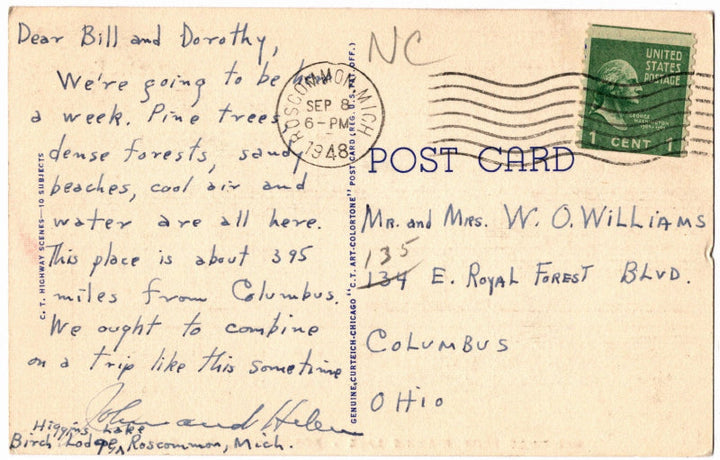 Back of postcard.