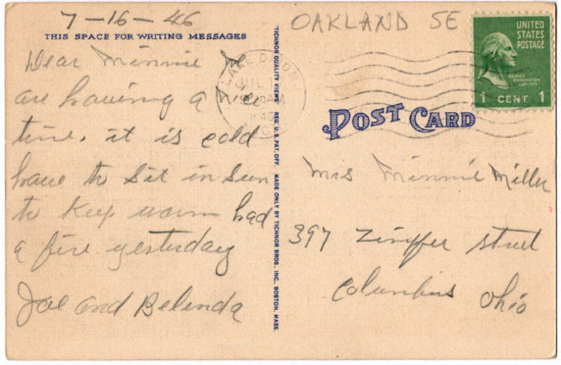 Back of postcard.