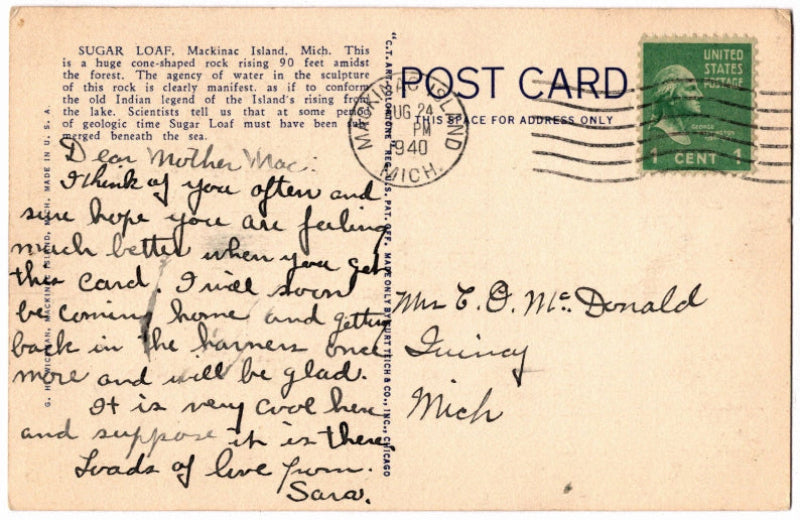 Back of postcard.