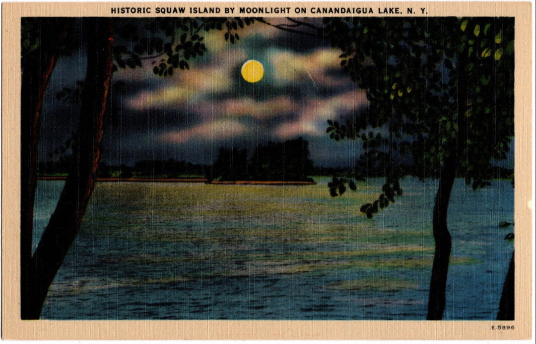 1945 Squaw Island Canandaigua Lake NY Postcard.