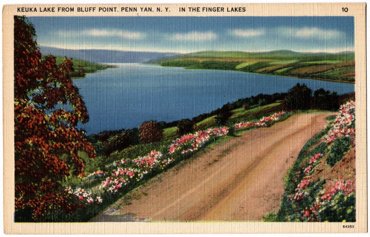 1944 Keuka Lake from Bluff Point Penn Yan NY Postcard.