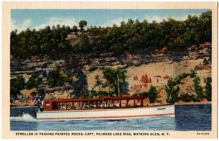 1937 Boat Ride Watkins Glen NY Postcard.