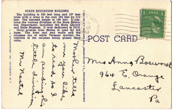 Back of postcard.