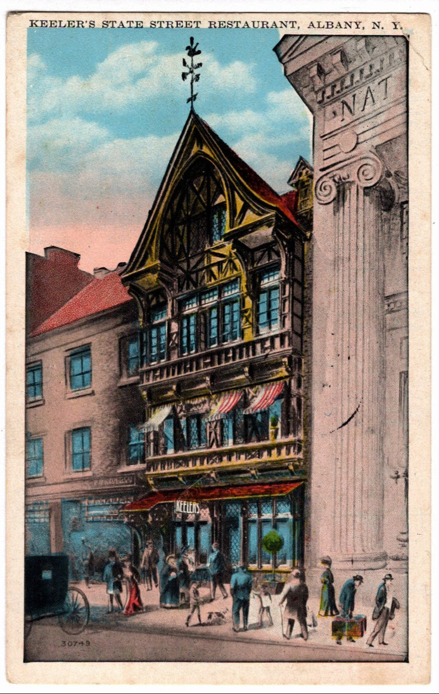 1913 Keeler's State Street Restaurant Albany NY Postcard.