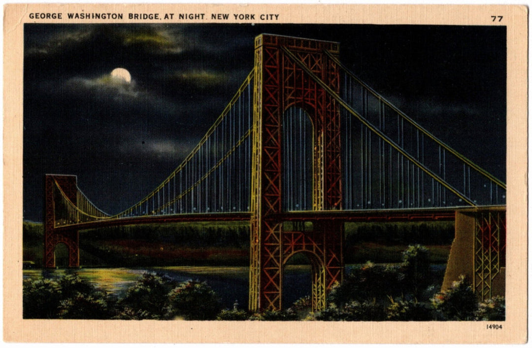 1943 George Washington Bridge New York, NY Postcard.