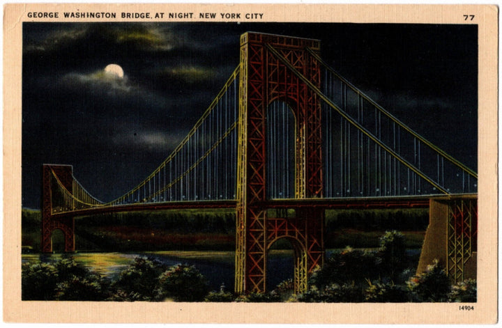 1943 George Washington Bridge New York, NY Postcard.