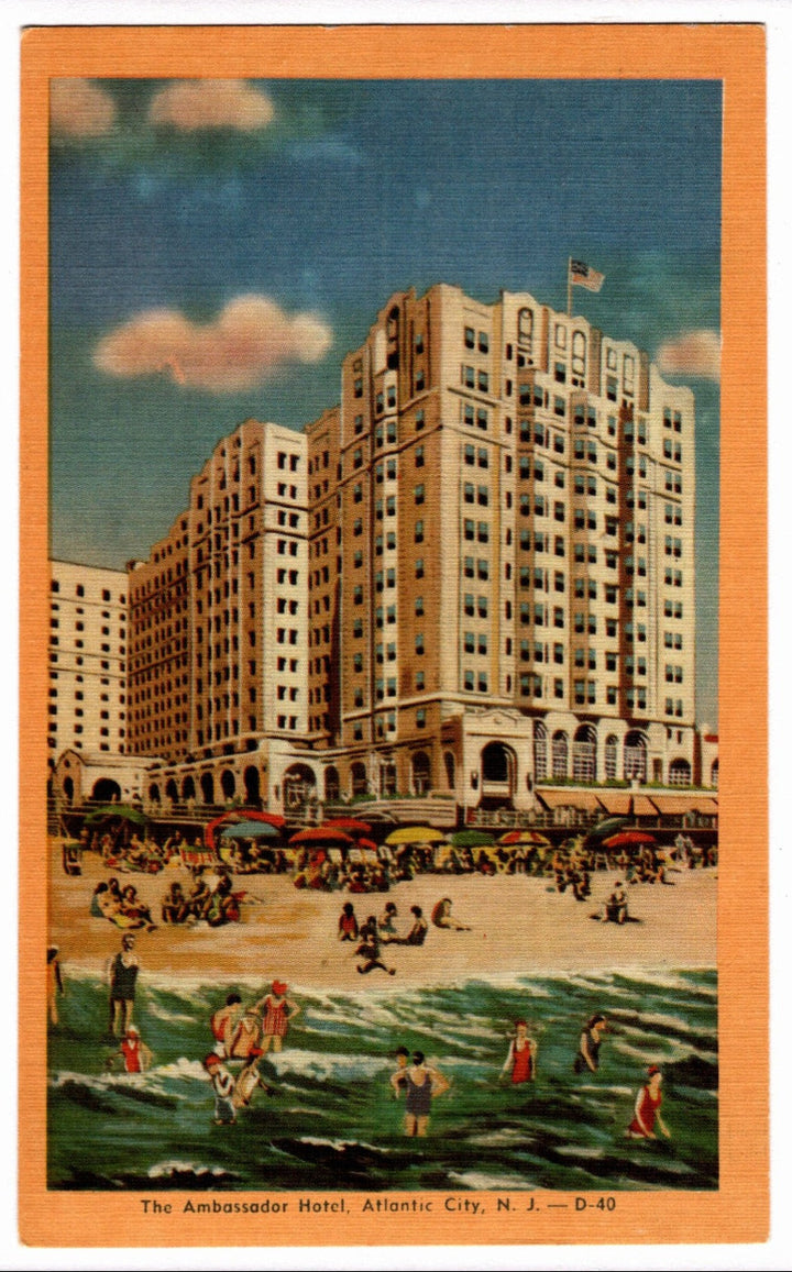 1944 Ambassador Hotel Atlantic City NJ Postcard.