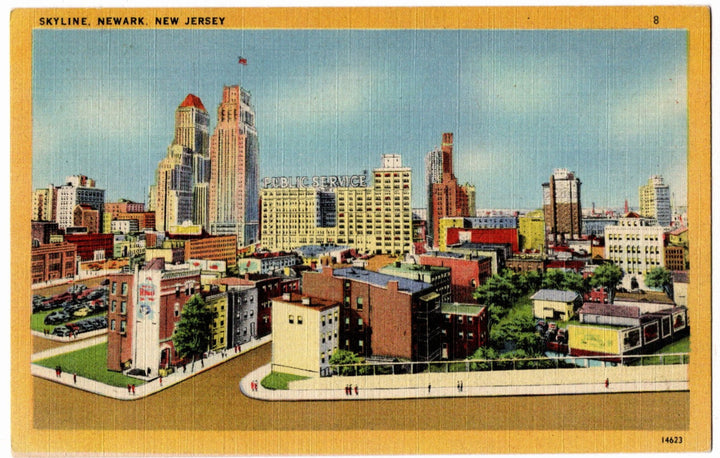 1944 Skyline Newark NJ Postcard.