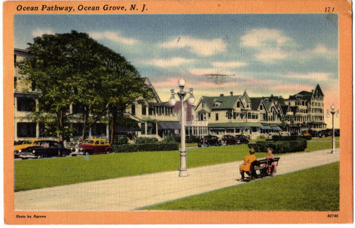 1950 Ocean Pathway Ocean Grove NJ Postcard front.