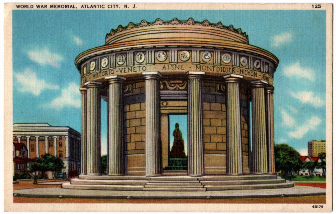 1944 World War Memorial Atlantic City NJ Postcard.