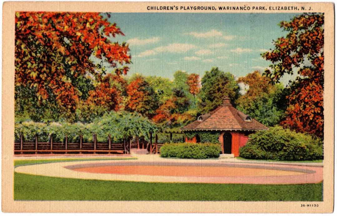 1933 Warinanco Park Playground Elizabeth NJ Postcard.