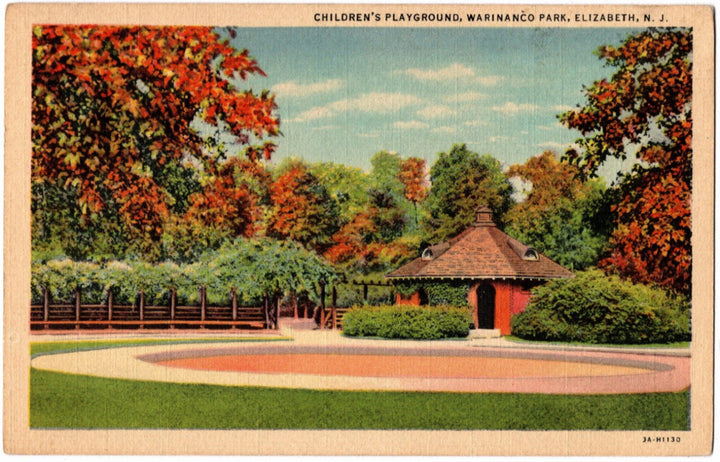 1933 Warinanco Park Playground Elizabeth NJ Postcard.