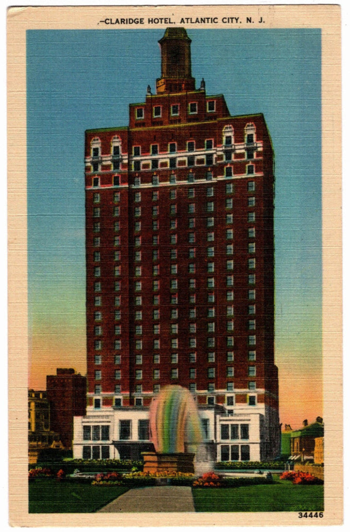1930s Claridge Hotel Atlantic City NJ Vintage Postcard.