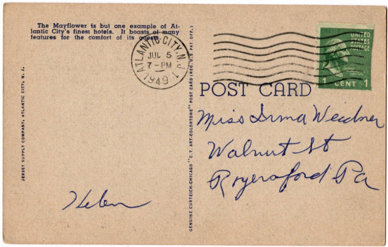 Back of postcard.