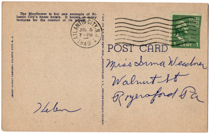 Back of postcard.
