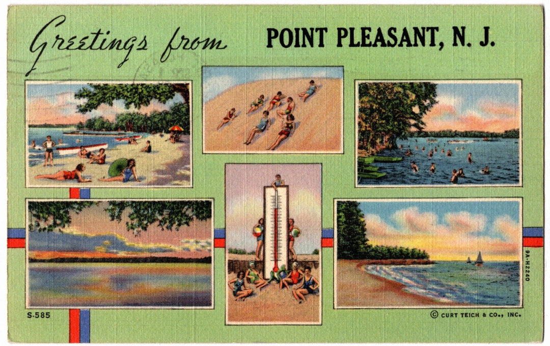 1939 Greetings from Point Pleasant NJ Postcard.