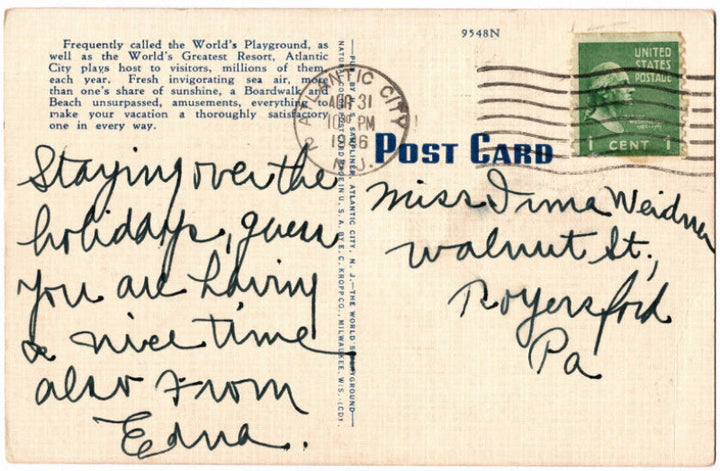 Back of postcard.