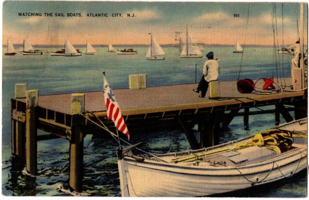 1940s Inlet Docks Atlantic City NJ Postcard.