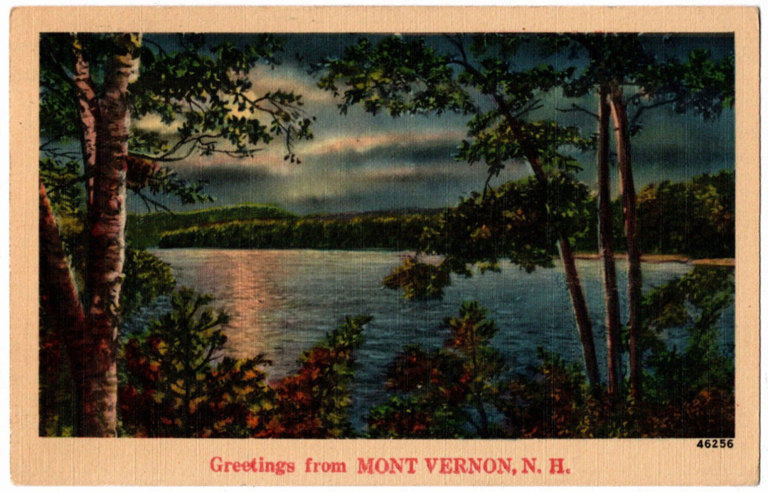 1941 Greetings from Mont Vernon NH Vintage Postcard.