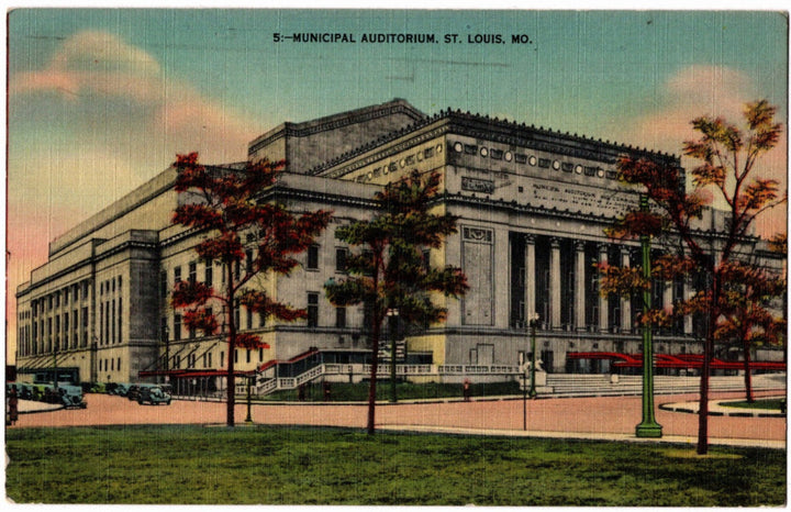 Vintage postcard of the Municipal Auditorium in St. Louis, Missouri