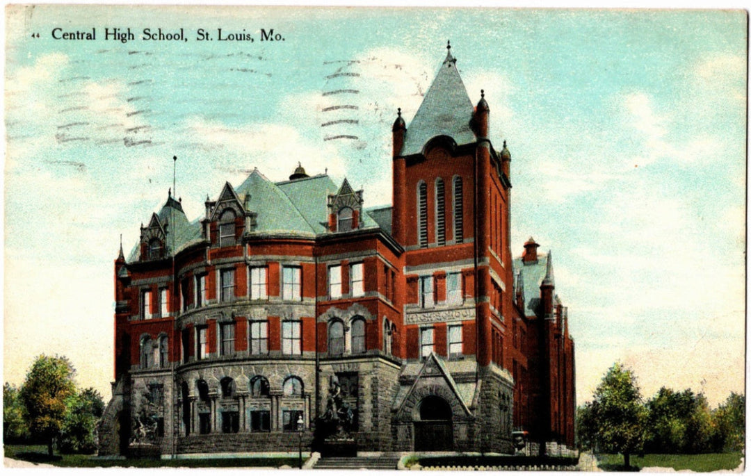 Vintage postcard of Central High School in St. Louis, Missouri.