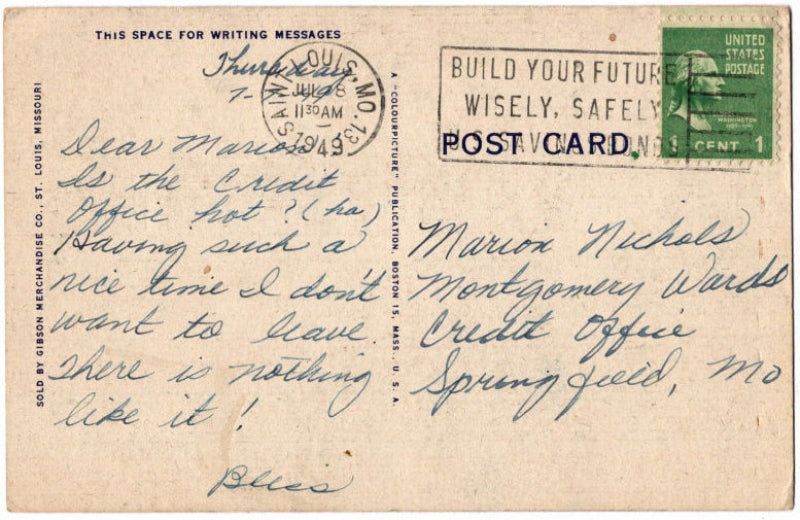 Back of postcard.