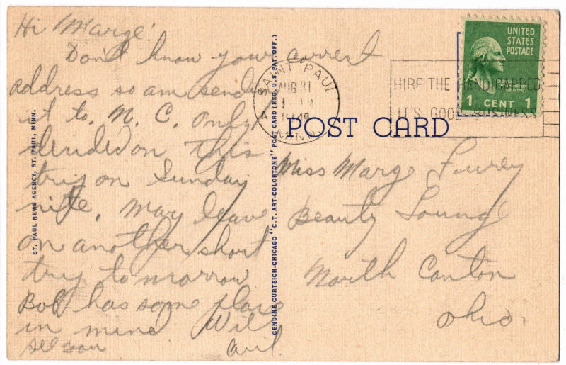 Back of postcard.