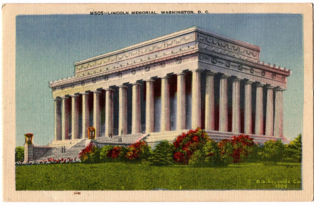 Lincoln Memorial in Washington D.C. on a vintage postcard