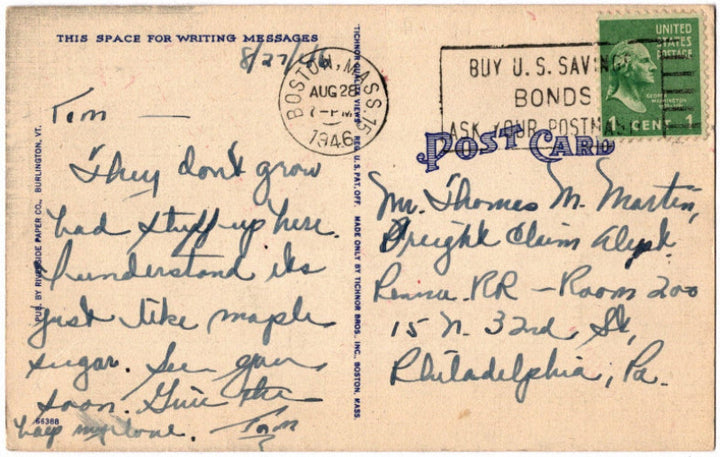 Back of postcard.